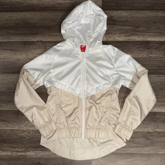 NIKE Sportswear Windrunner Jacket 804947-103 White/Oatmeal Women's X-SMALL Zip - Picture 1 of 6